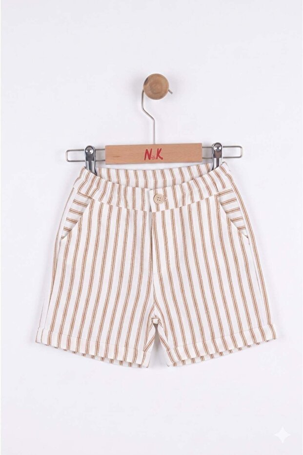 Nk baby boy short leg striped shorts 1-4 years camel
