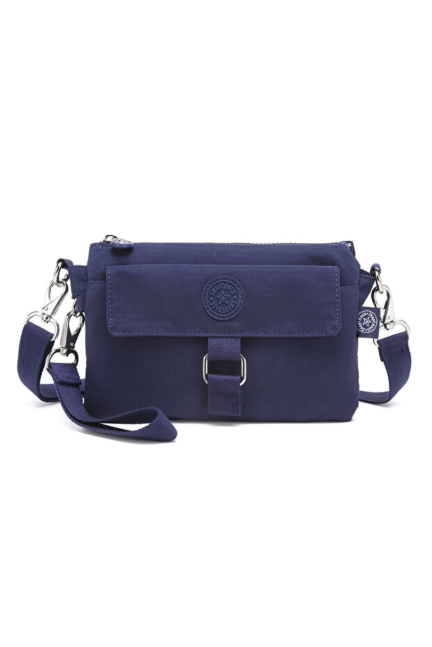 Daily Small Size Waterproof Crinkle Fabric Women's Phone and Messenger Bag Navy Blue