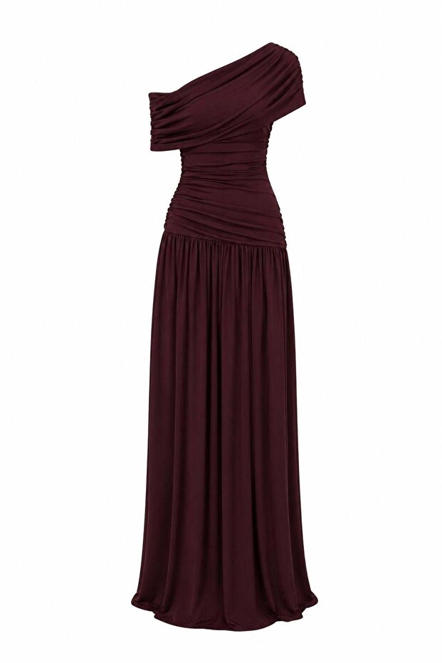 Off-Shoulder Brown Imported Sandy Dress