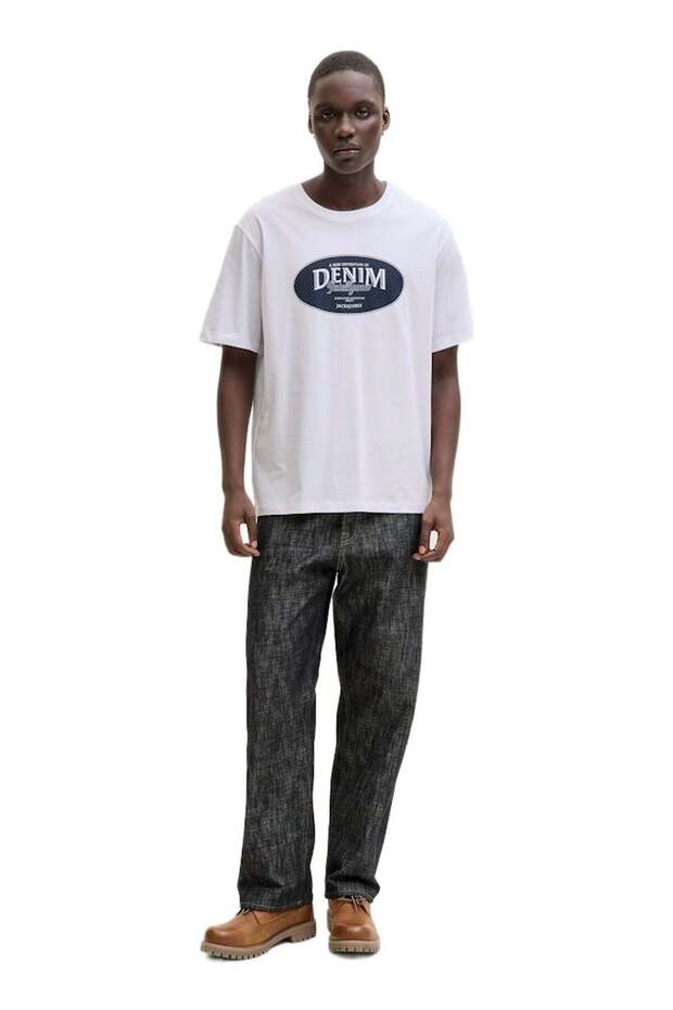 تي شيرت رجالي أبيض من JJEDOVER DENIM TEE SS O-NECK SN رمز الموديل: 12290417White