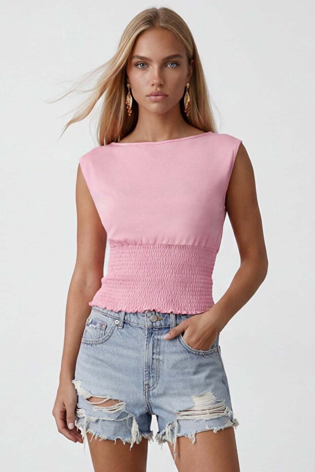 Women's Pink Belted Blouse Alc-X15543