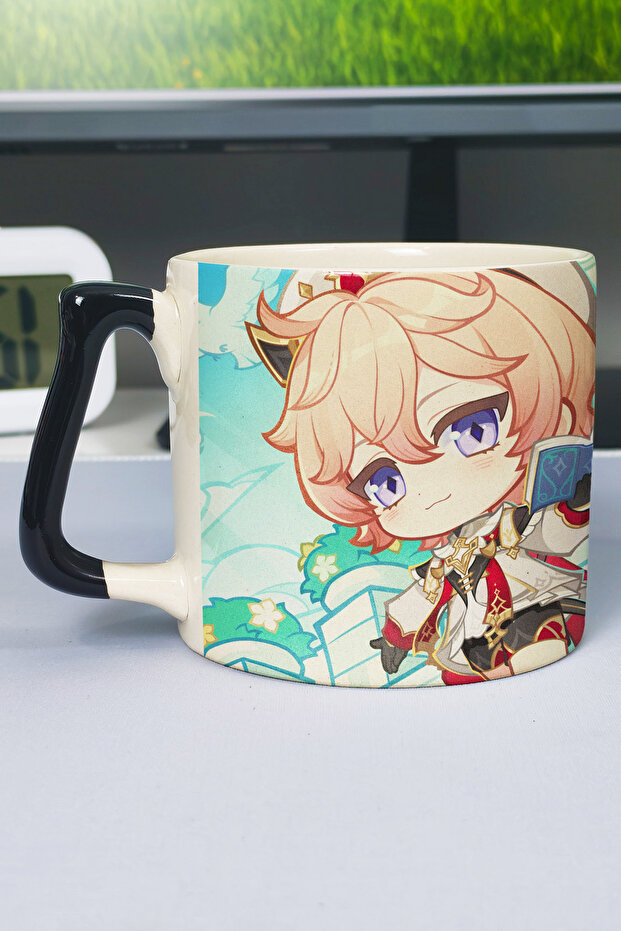 كوب داليا جينشين إمباكت الفاخر المصنوع من السيراميك المطبوع (قطعة واحدة) بمقبض أسود خاص بمقبض مموج V2D