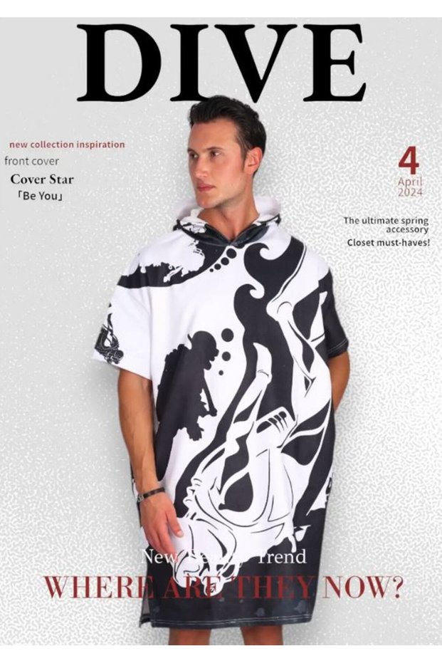 Diver Color Digital Printed Cotton Poncho