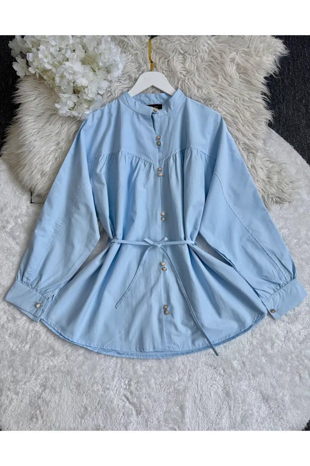 Beaded Buttoned Tunic Shirt