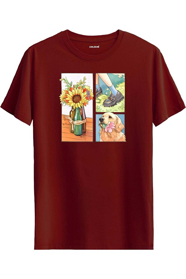 Sunflower & Golden Dog Printed T-Shirt