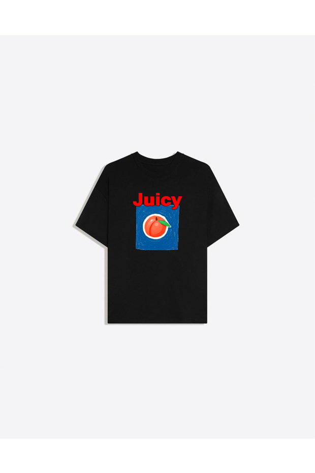 Juicy Printed Crew Neck Oversize Trendy Women's T-Shirt