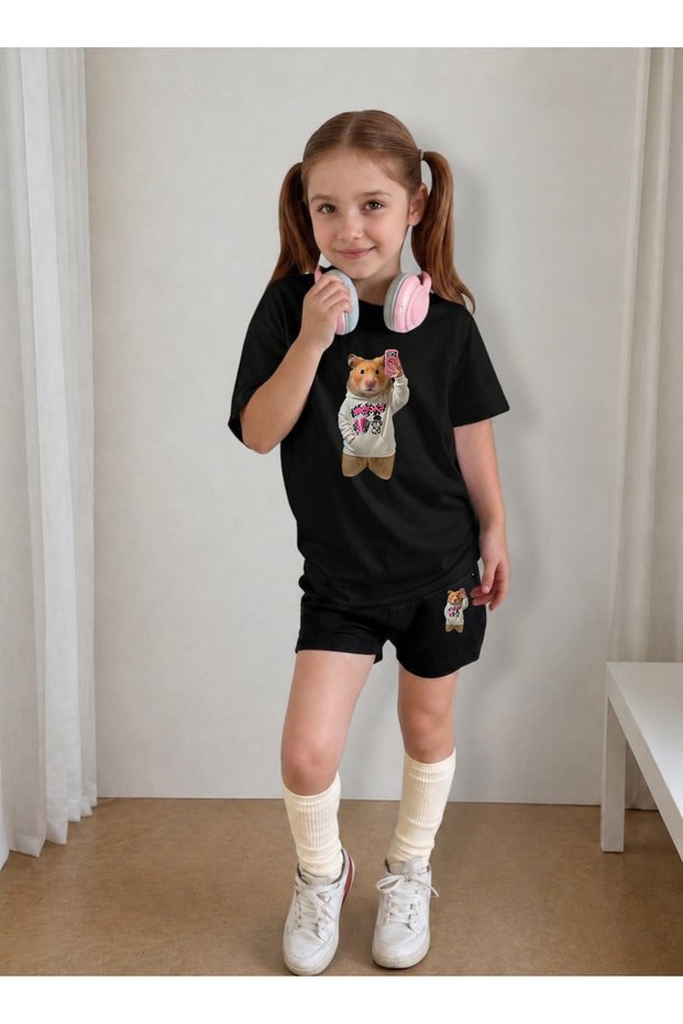 Children's Shorts Set Girls (Shorts - T-Shirt) Printed Summer Sports Combination Comfortable Fit Set