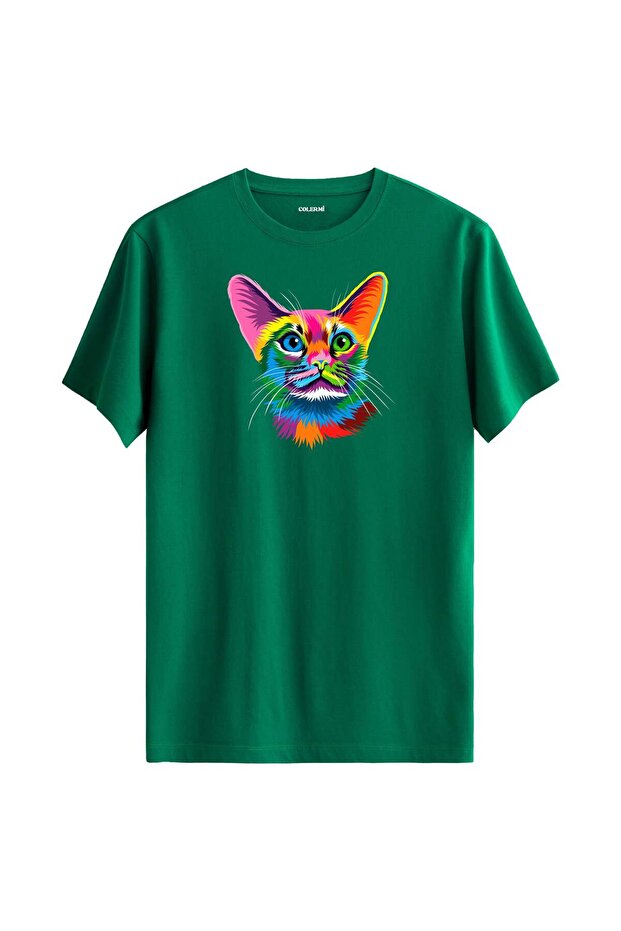 Colorful Ivy Cat Printed T-Shirt