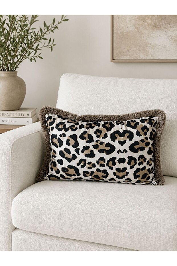Leopardo Series, Suede Fringed Cushion Cover 30X50 cm
