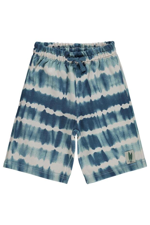 Batik Patterned Shorts for 10-13 Years Old - Green