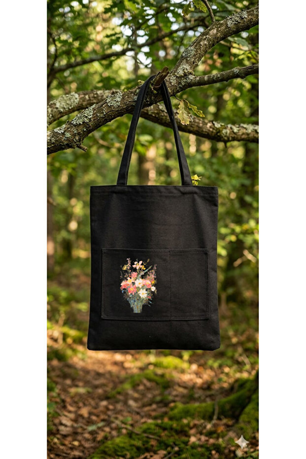 Black Cloth Bag with Pockets