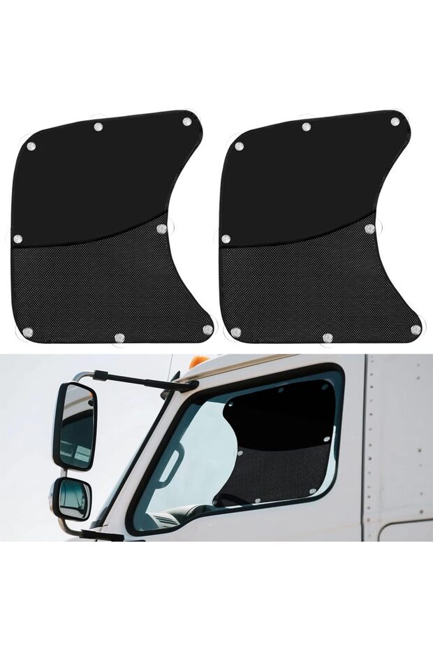 1 Pair Black 2pcs Truck Side Window Sunshade Curtain, Dual-Layer Privacy Blackout Mesh Sun Shade wit