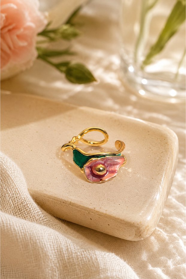 Lily Flower Special Design Ring - Adjustable (Gold Color)