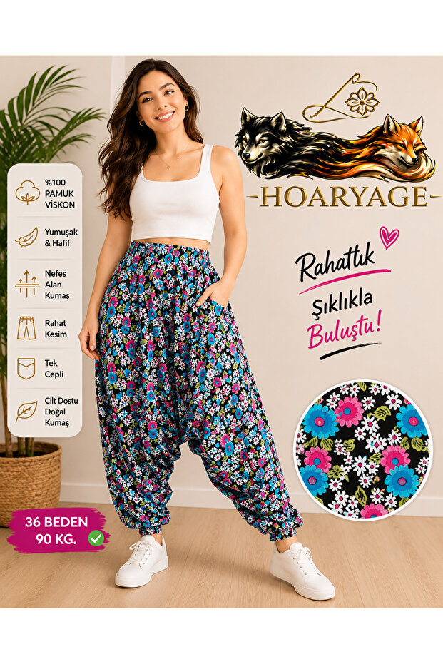 Authentic Village Salwar 100% Cotton Viscose Floral Patterned Comfortable Cut Women's Salwar with Net 36 Size 90 kg