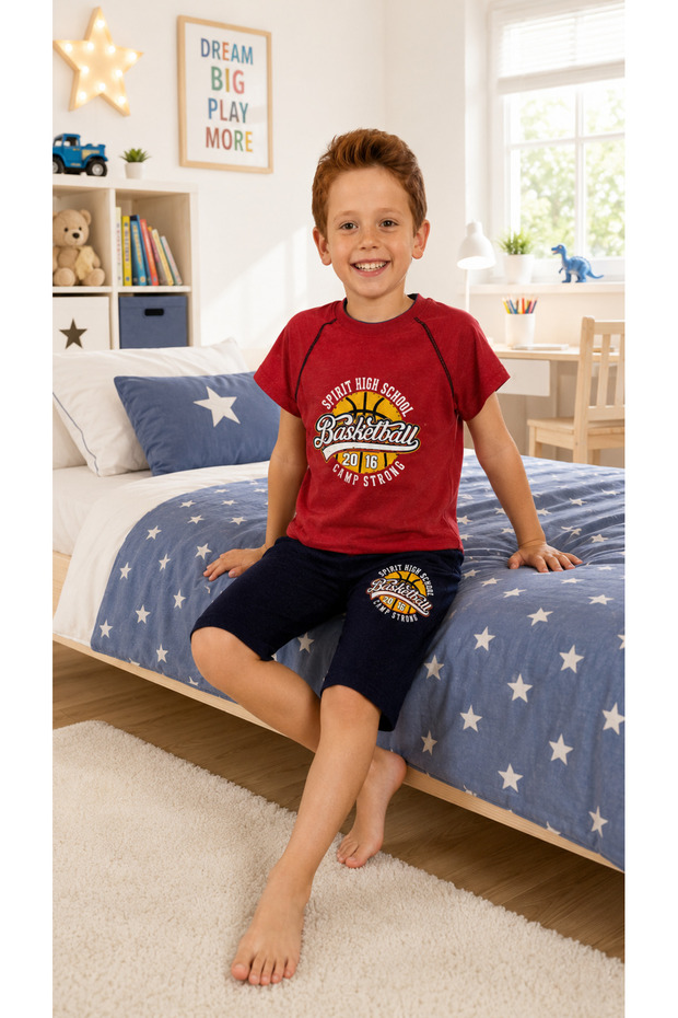 Boy's 100% Natural Cotton Short Sleeve Capri Pajama Set