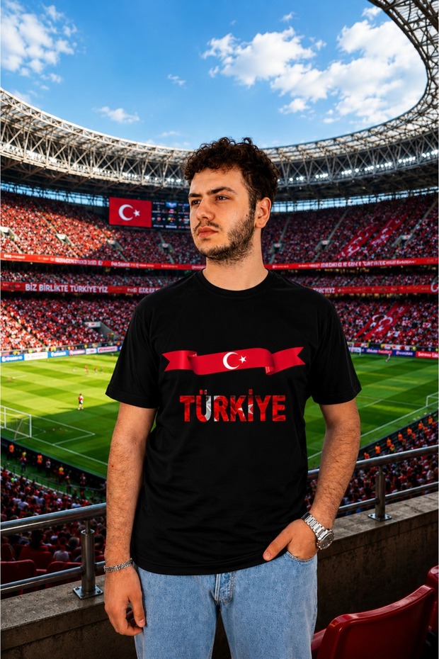 Turkey National Team Fan T-Shirt Moon Star Printed Cotton Regular Fit Dtf Print World Cup Support T-Shirt White Black Unisex