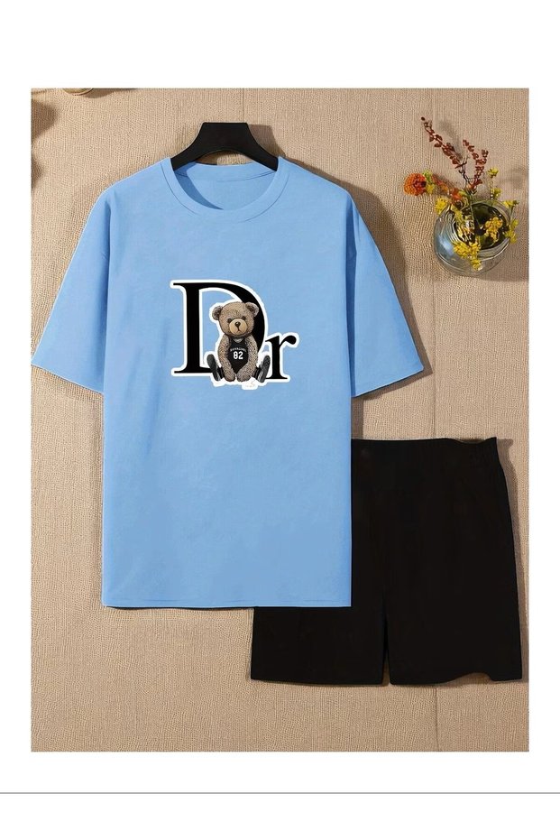 Men's T-Shirt Shorts - T-Shirt with Shorts Bottom Top Set Printed Crew Neck