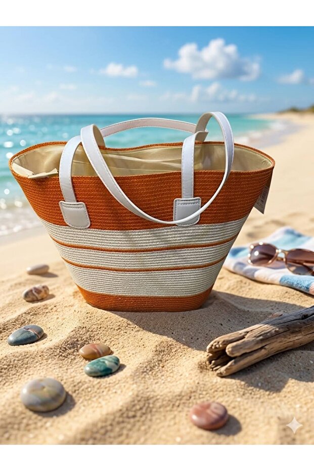 Patterned Colorful Straw Beach Bag