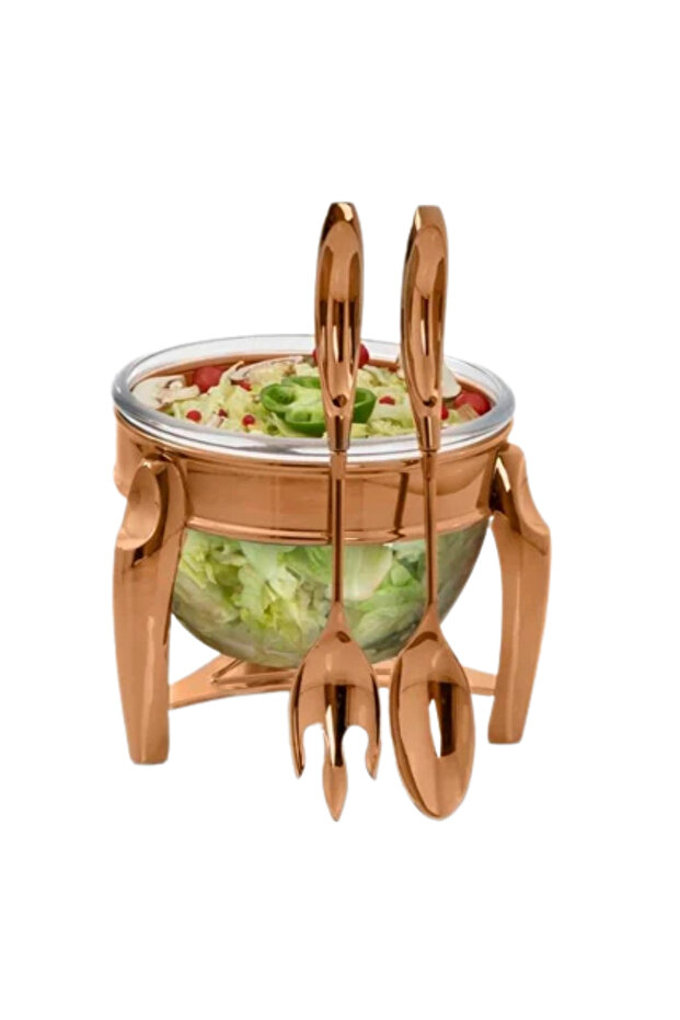 101000209 Salad Serving Set 3 Lt Rose Gold