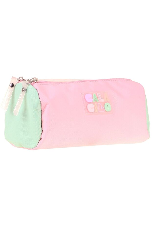 Girl's Scales Pink Green Colorful Two-Compartment Pencil Bag School Pencil Case - C4097