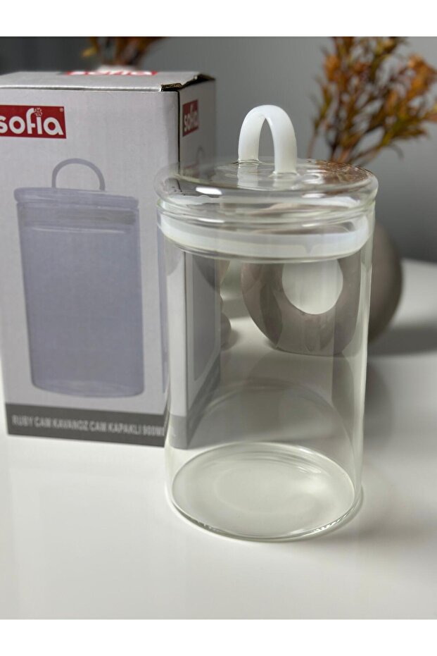Ruby Glass Vacuum Lid 900 ml Jar Organizer - 1