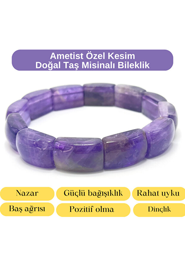 Certified Amethyst Special Cut Natural Stone Bracelet