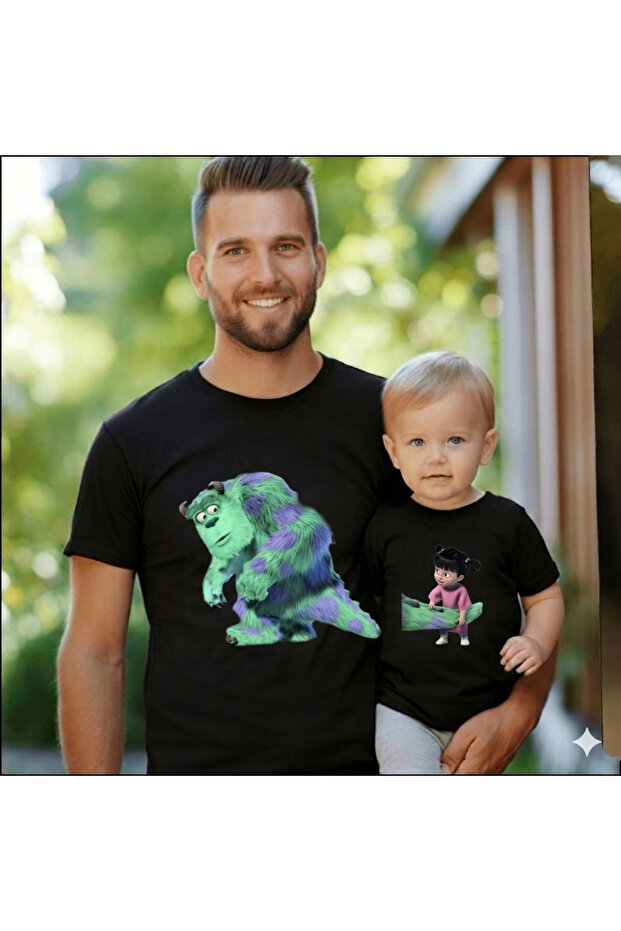 Father Child Oversize T-Shirt Green Monster Printed (Sold Individually)