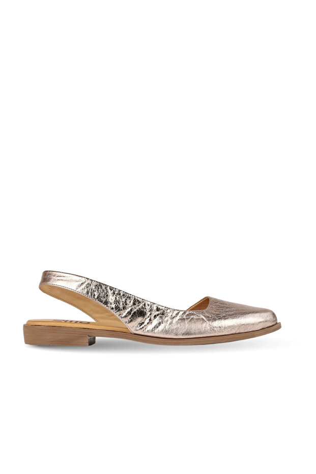 Gray Shiny Leather Women's Flat Sandals