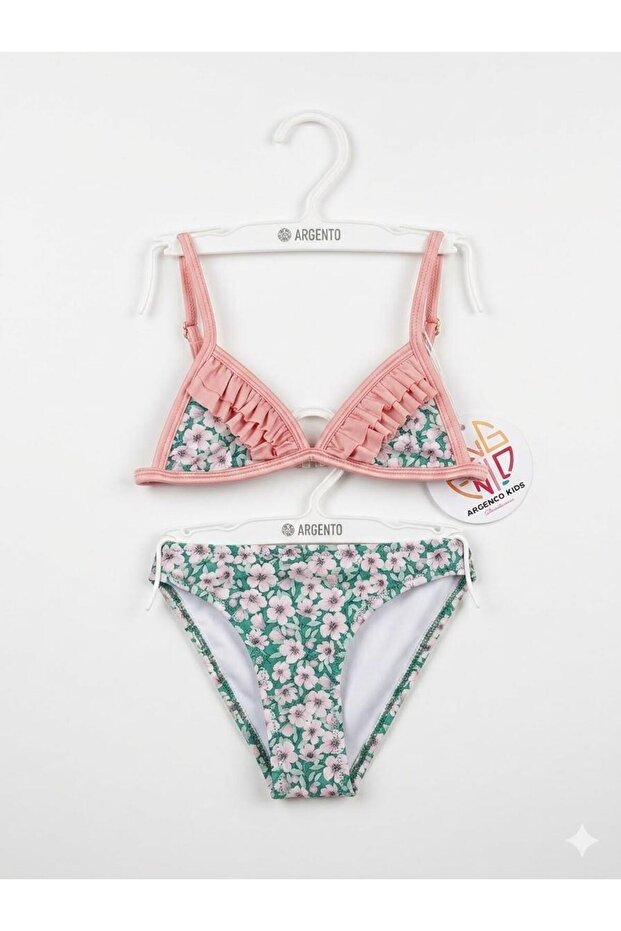 Sweet Blossom Patterned Girls' Bikini Set 1003