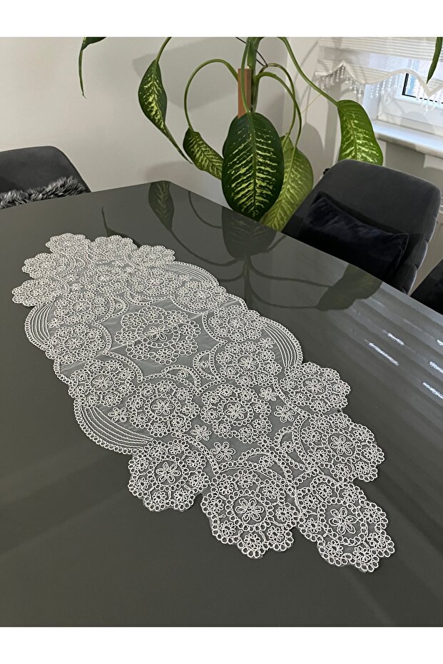 French Lace Luxury Tulle Guipure Chic Single Runner 40X110 cm