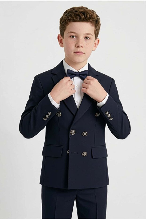 Boy's Double-Breasted Blazer Jacket