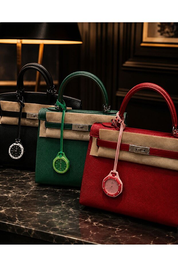 Royal Pop Bioceramic Watch Leather Strap Keychain & Bag Accessory Charm