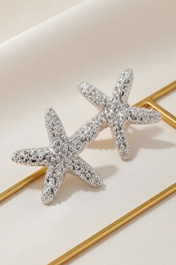Silver Starfish Earrings - 2