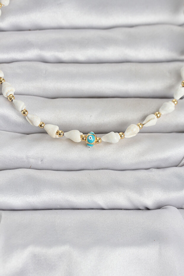 Natural Sea Shell Stringed Evil Eye Model Necklace