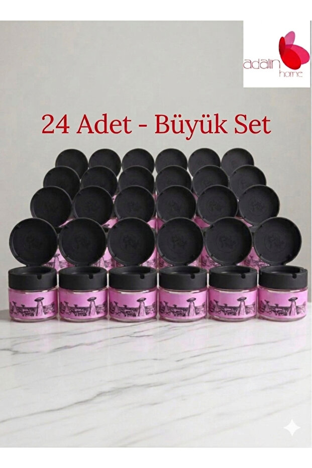 Glass Jar Ashtray with Lid – Anti-Odor Stylish Design 24 Pieces