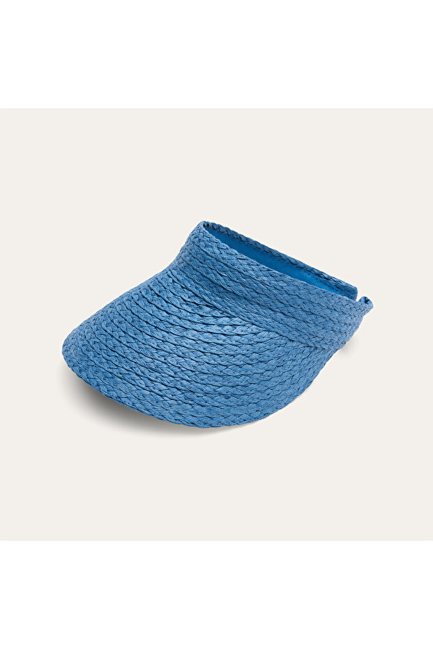 Women's Navy Blue Straw Visor Hat