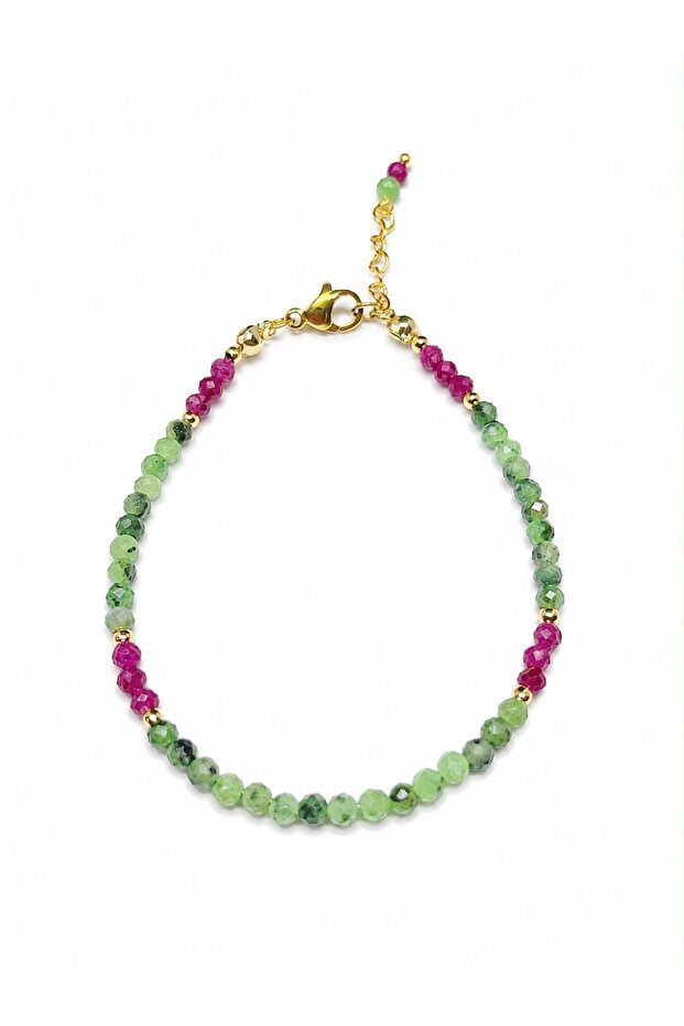 Ruby Emerald Stone Steel Apparatus Handmade Bracelet Natural Stone Bracelet