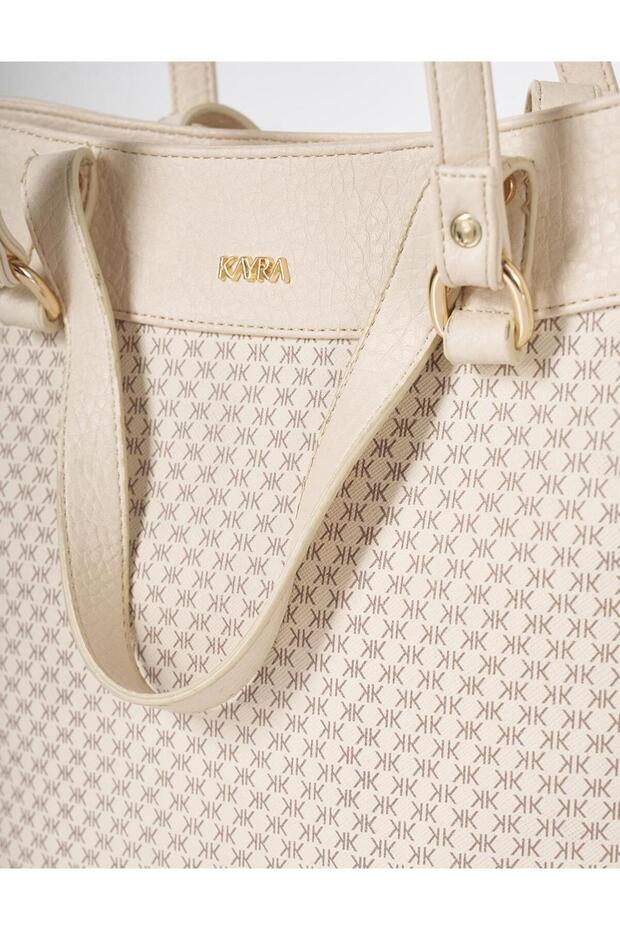 Monogram Pattern Shoulder Bag Cream - 5