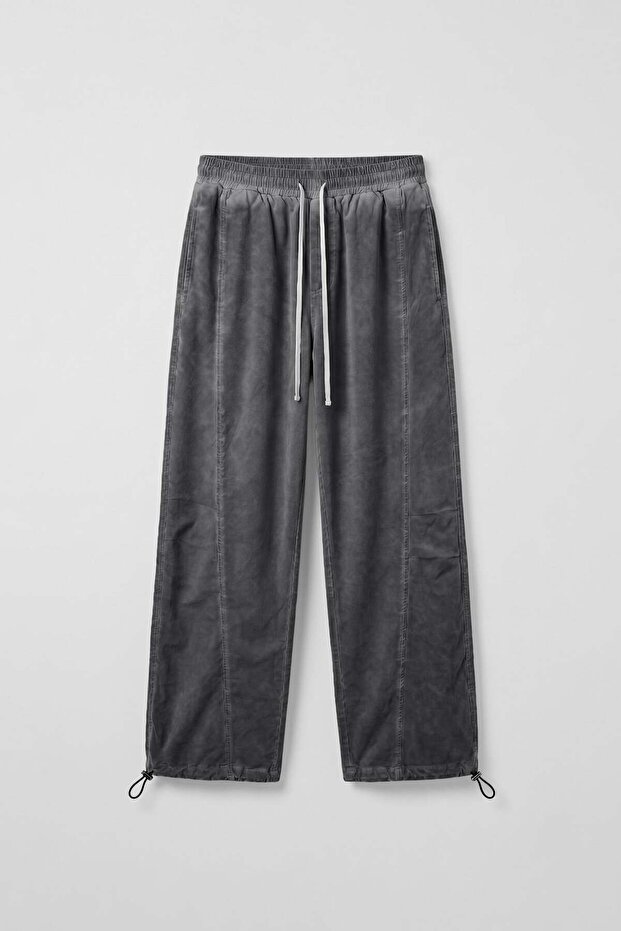 Men's Baggy Washed Parachute Jogger Sweatpants Anthracite