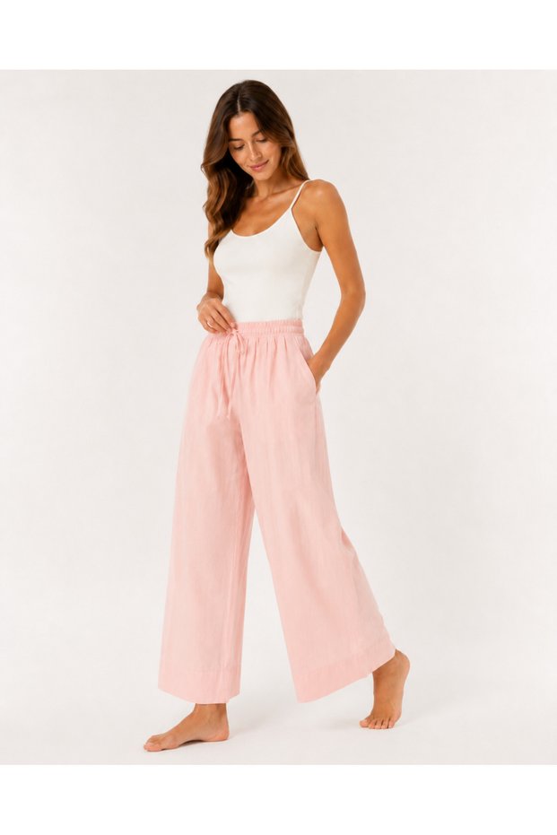 Women's High Waist Lace-Up Wide Leg Palazzo Trousers with Pockets