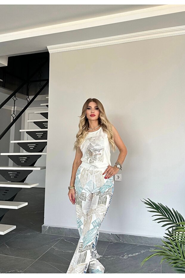 Patterned Sleeveless Set - 2
