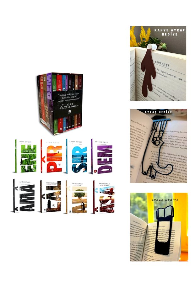 DEM & ENE & PİR & SIR & AMA & LAL & AHİ & ASA / FATİH DUMAN ROMANLARI SETİ 8 KİTAP / Designed Bookmarks Gift