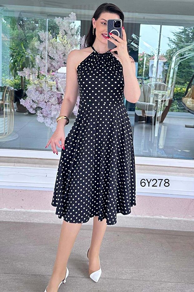 Halter Neck Viscose Dress 6Y278
