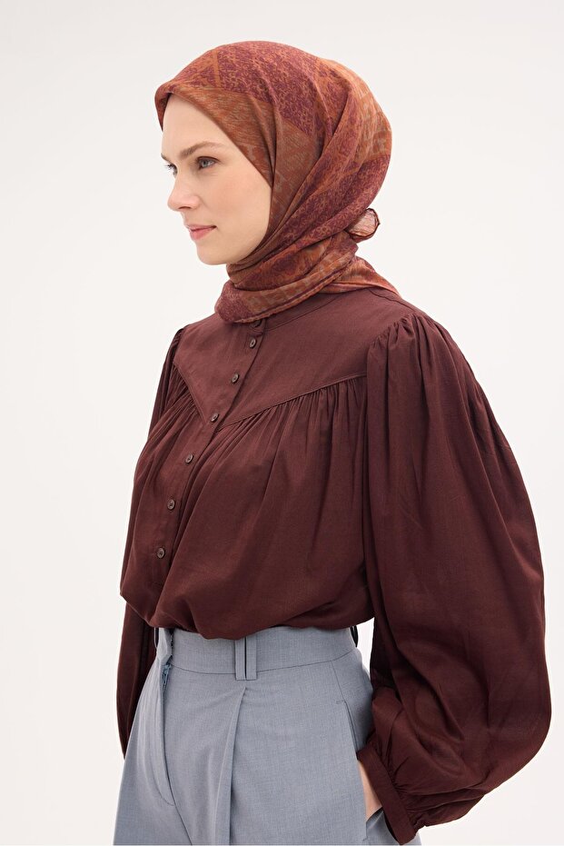 وشاح تينسل مونار بنمط عثماني لون الصدأ 90×90