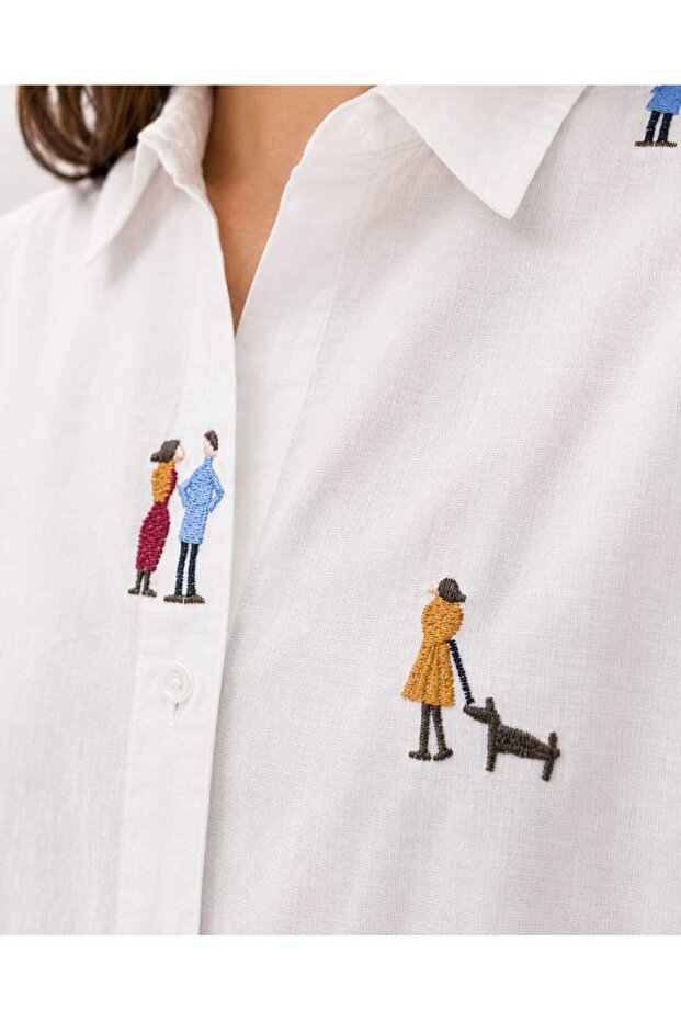 Cotton Shirt with Embroidery Details