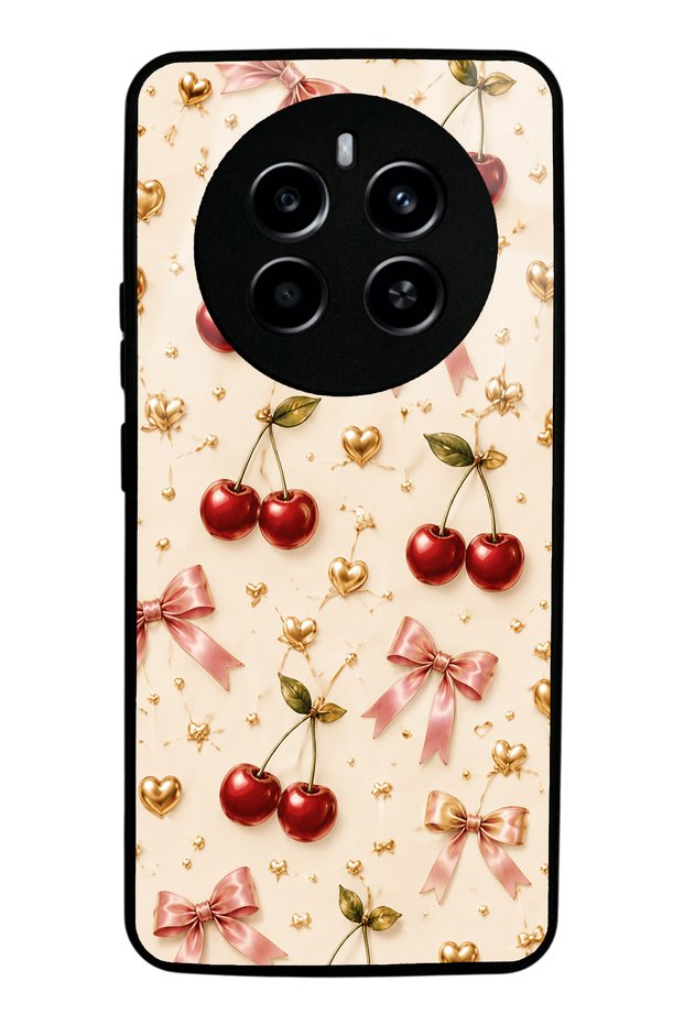 Realme 12 Pro Plus Cherry Ribbon Luxury Design Glossy Phone Case