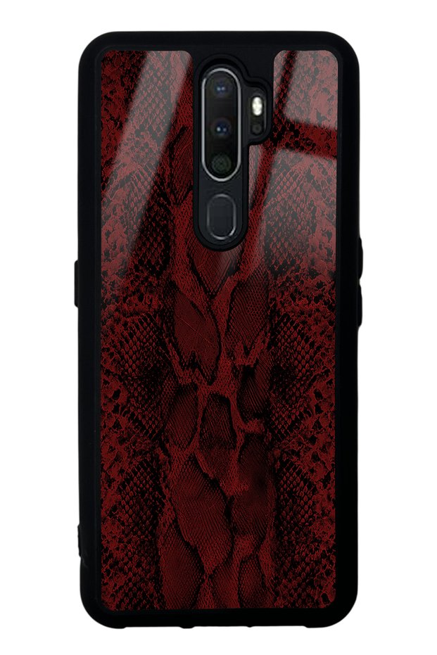 Oppo A5 2020 Red Leather Design Glossy Phone Case