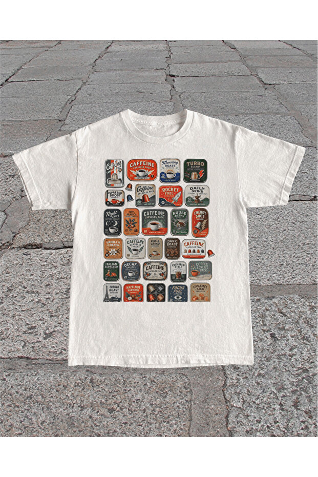 Coffees Printed Unisex Oversize T-Shirt