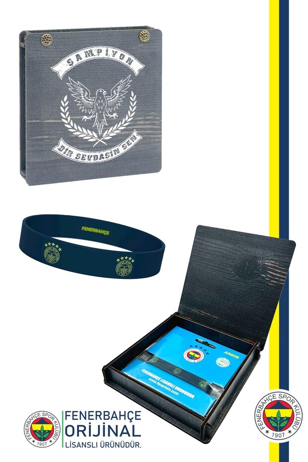 Original Licensed Navy Blue Silicone Bracelet with Laser Gift Wooden Box
