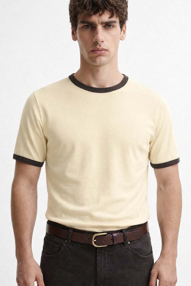 Yellow Contrast Collar Men's T-Shirt